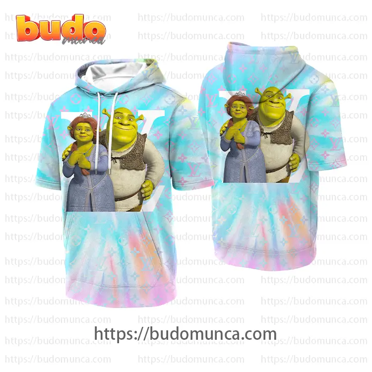 Louisvuitton and shrek couple movie hooded short sleeve t-shirt gift uninque for kid man women